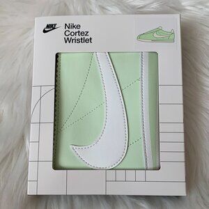 NIKE Cortez Leather Wristlet in Neon Green/White